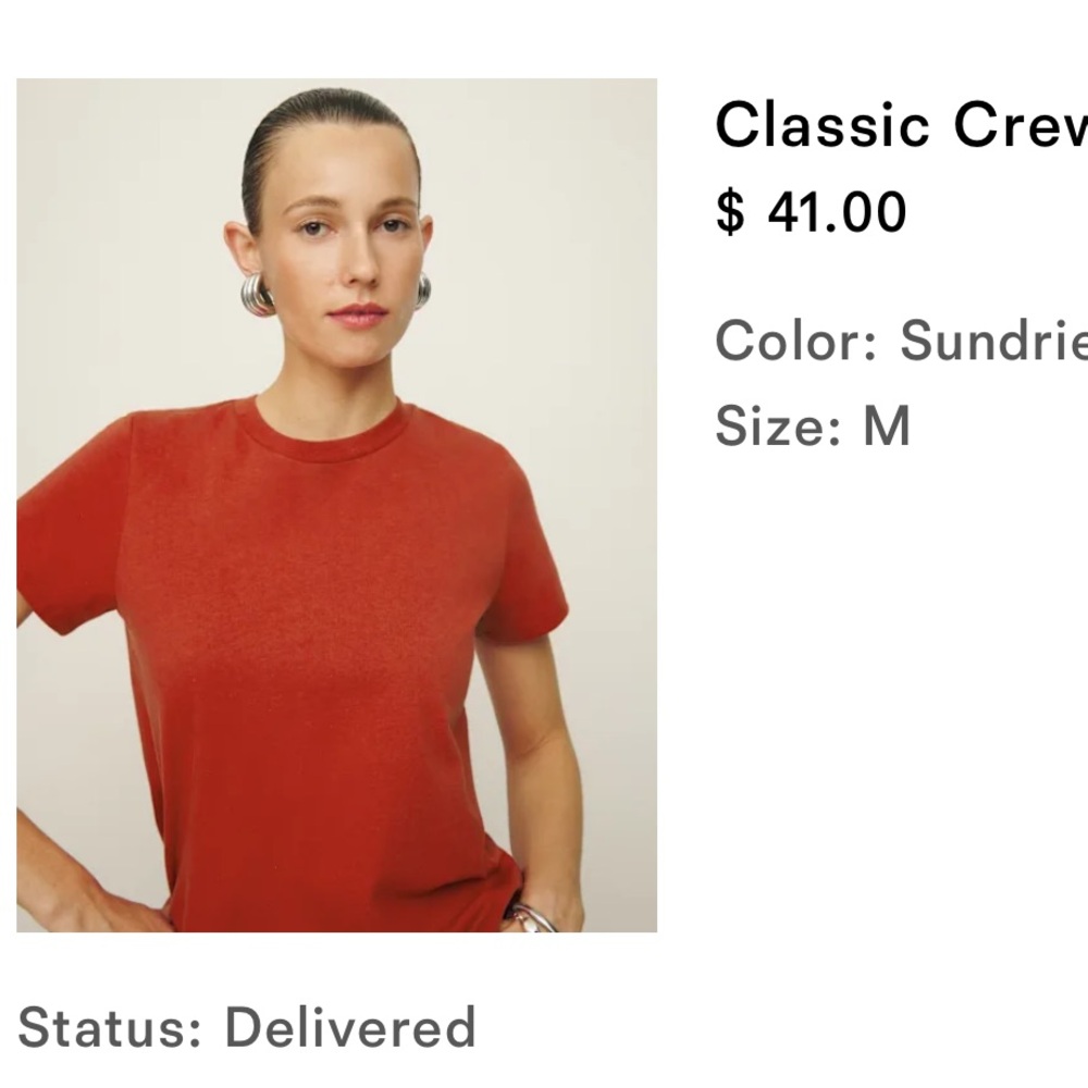 NWOT Reformation Classic Crew Tee in Red Medium